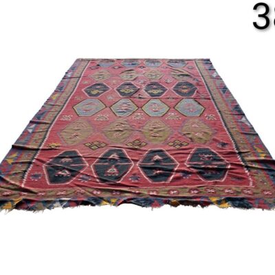 Carpet is a vintage kilim from Sivas, handwoven about 60-70 years ago in Turkey for rent for events, advertising, films and series.