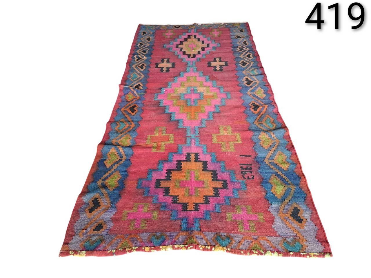 Alfombra Kilim Fars Azerbaijan antigua de lana tejida a mano alquiler para eventos, publicidad, pelicula y series