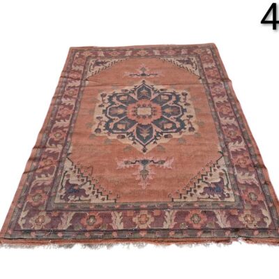 Vintage Turkish Oushak style carpet with central medallion for rent for events, advertising, films and series.
