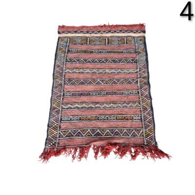 Vintage Moroccan Kilim rug from the Zemmour tribe, hand-woven with wool and natural dyes, for rent for events, advertising, films and series.