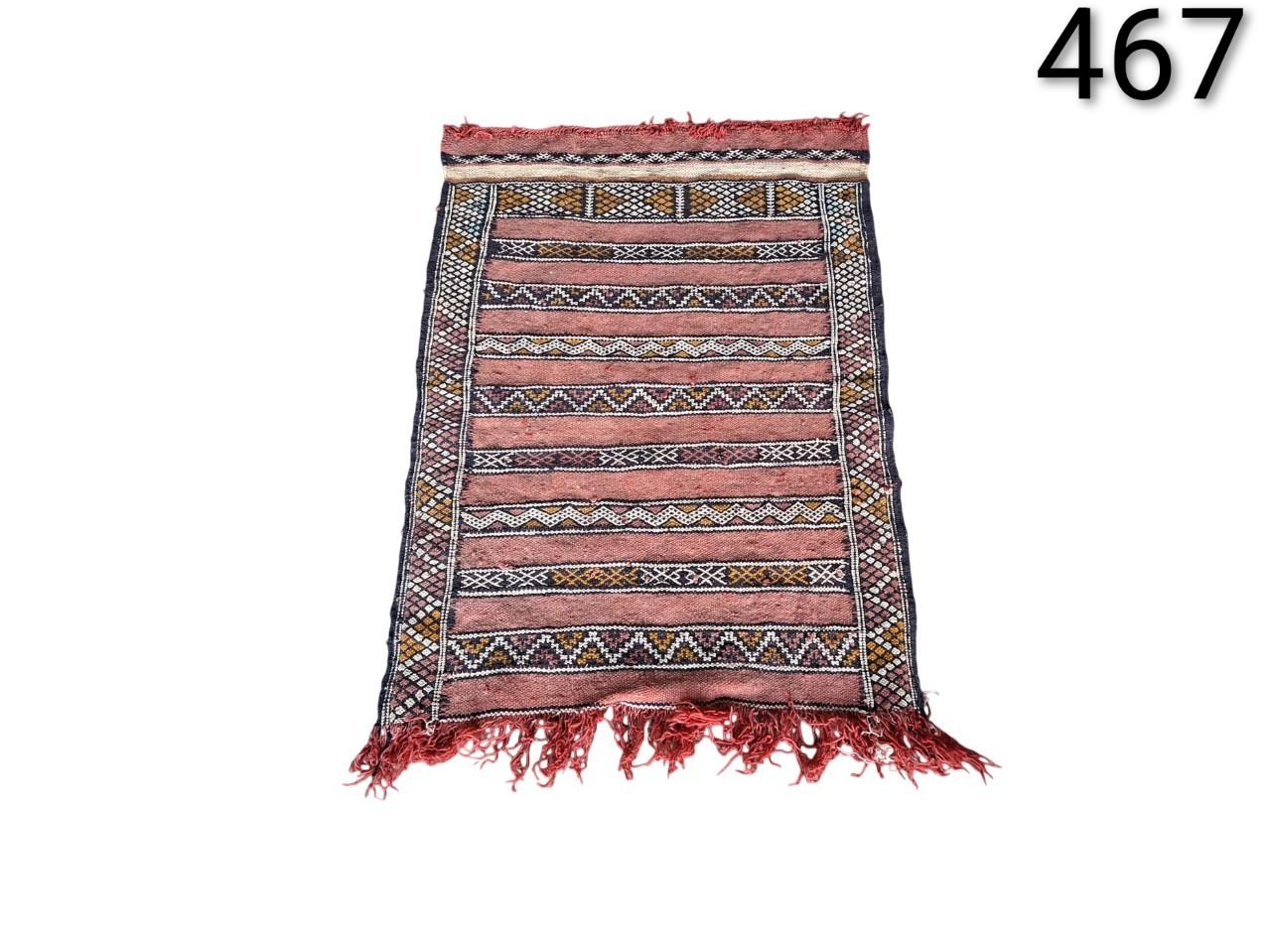 Vintage Moroccan Kilim rug from the Zemmour tribe, hand-woven with wool and natural dyes, for rent for events, advertising, films and series.