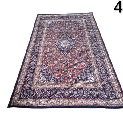 Carpet is a classic Persian or oriental style piece, characterised by a complex design with a central medallion and floral motifs in red and blue tones. It can be used for events, advertising, films and series.