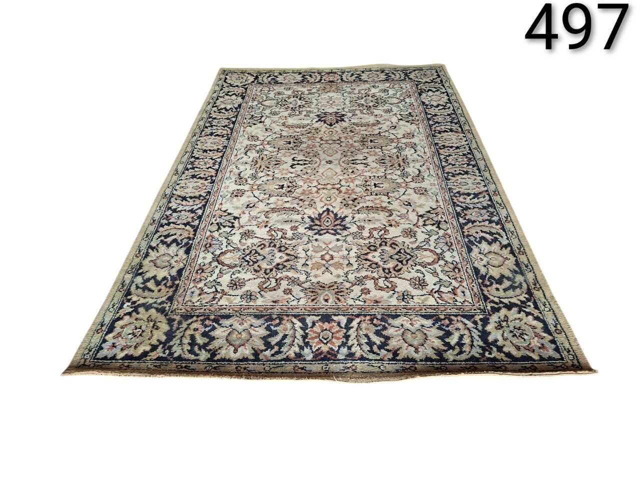Hand-knotted Persian oriental rug, possibly from the region of Mashhad or Kashmar in Iran, for rent for events, advertising, films and series.