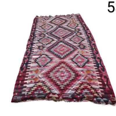 Handmade vintage turkish kilim style hallway rug for events, advertising, movies and series rental