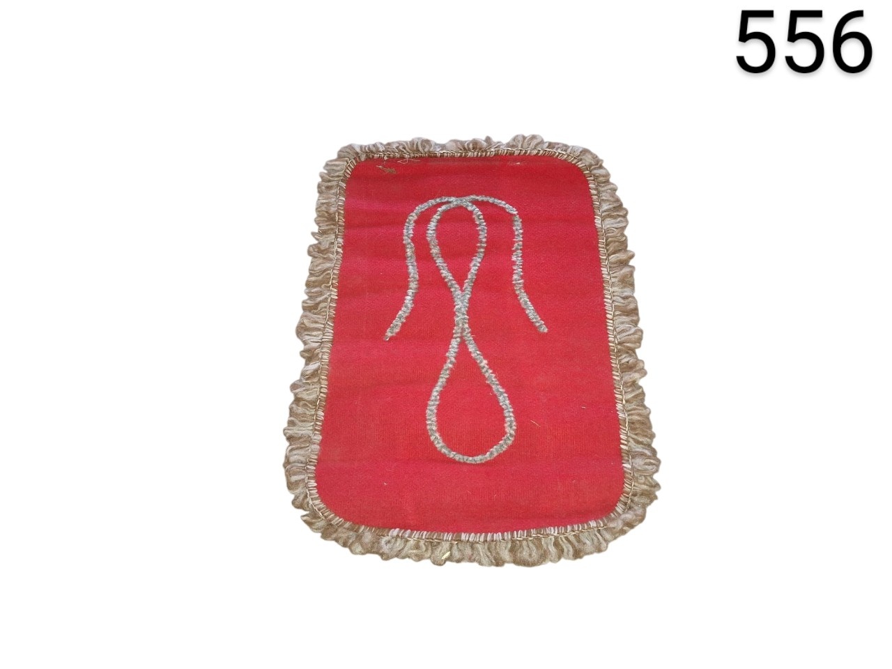 Red prayer mat with golden edges, often used in religious contexts such as for idols of deities or altars, rental for events, advertising, films and series.