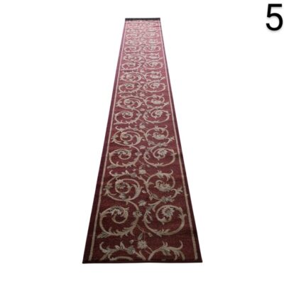 Hallway carpet with a classic oriental design in maroon and beige colours for rent for events, advertising, films and series.