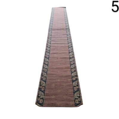 Oushak style vintage aisle rug in pink and navy blue tones for rent for events, advertising, films and series.