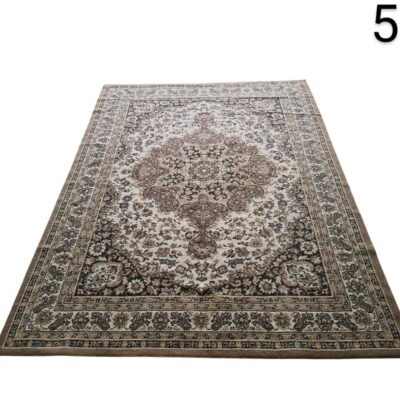 Nouristan's oriental design carpet, Mirkan Orient model, beige and brown colour, for rent for events, advertising, films and series.
