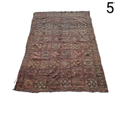 Moroccan vintage Berber style Boujad rug with a geometric pattern in purple tones and wool materials for rent for events, advertising, films and series.
