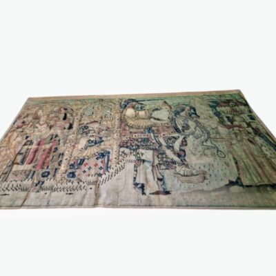 16th century Flemish carpet depicting the mythological story of Perseus and Andromeda for rent for events, advertising, films and series.