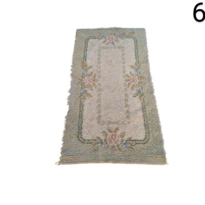 Vintage wool rug with floral design Aubusson style in pastel shades for rent for events, advertising, films and series.
