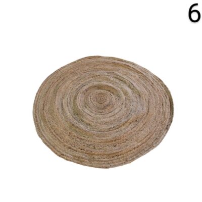 Hand-woven round natural jute rug for rent for events, advertising, films and series.