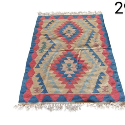 Alfombra Kilim turca vintage hecha a mano de lana con un patrón geométrico colorido alquiler para eventos, publicidad, peliculas y series