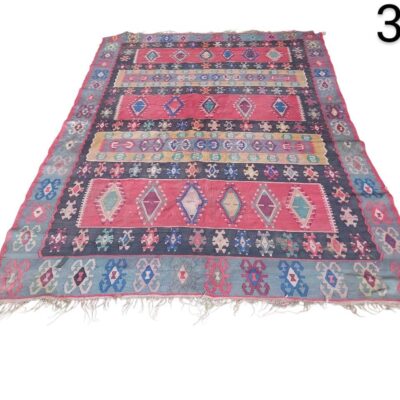 Alfombra Kilim turca vintage tejida a mano con lana y algodón alquiler para eventos, publicidad, peliculas y series