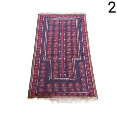 Alfombra de oración afgana Balochi vintage anudada a mano alquiler para eventos, publicidad, peliculas y series