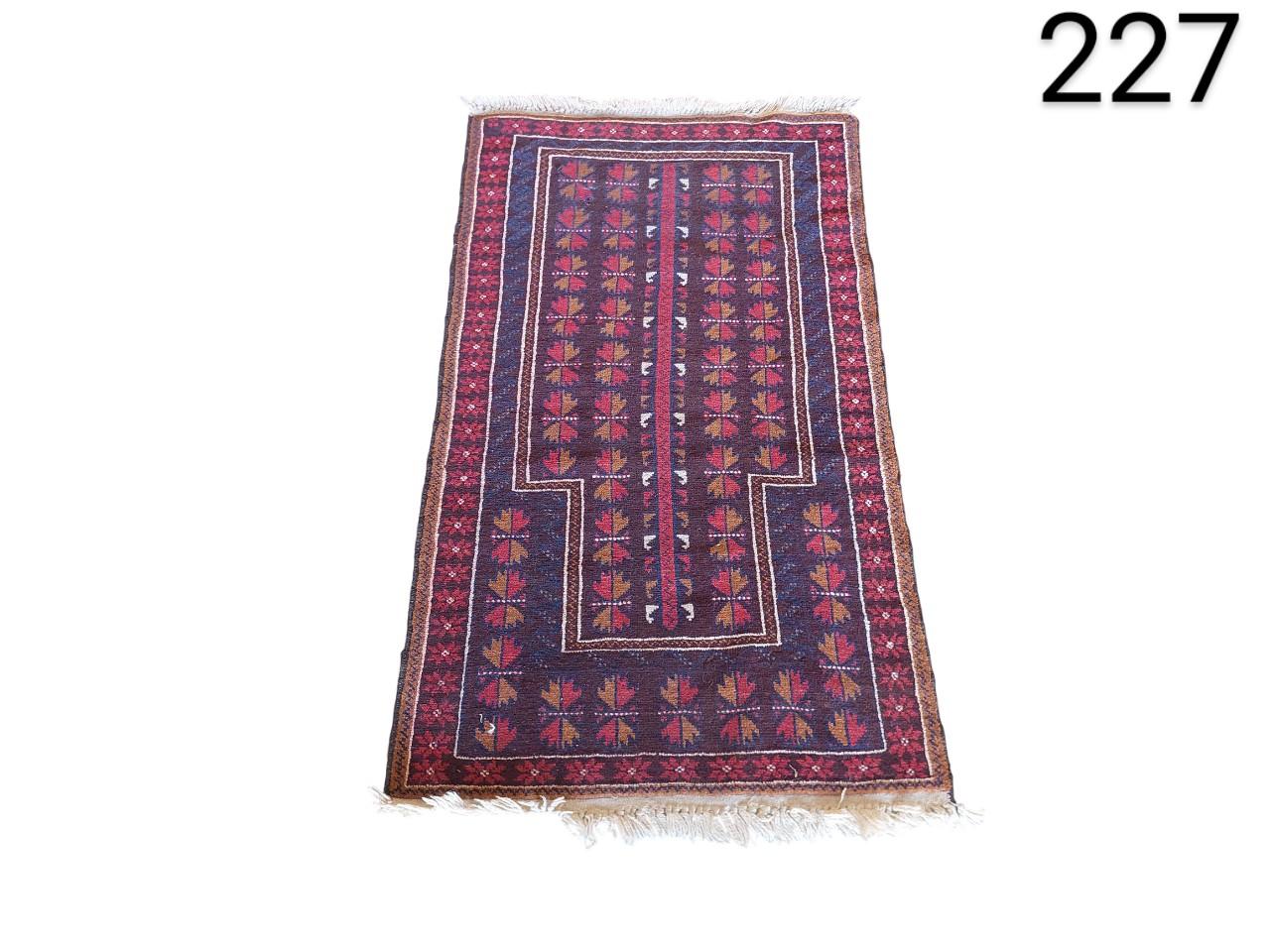 Hand knotted vintage Afghan Balochi prayer rug hand knotted for events, advertising, film and series rental