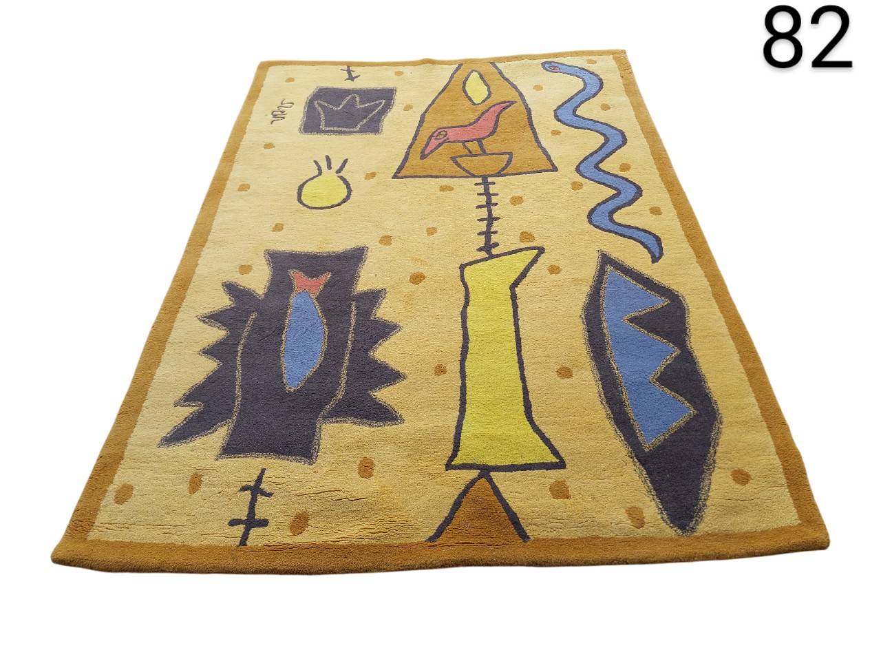 Handmade wool rug designed by Ulrica Hydman Vallien for IKEA, known as the "Tranebjerg" model for rent for events, advertising, films and series.