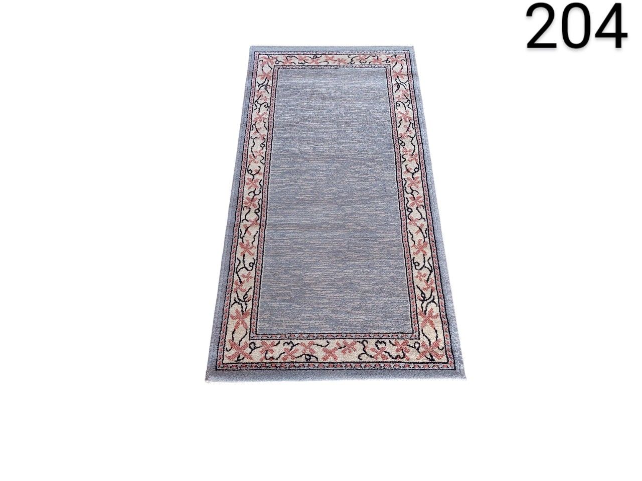 Traditional style hallway carpet with a floral border and grey background for rent for events, advertising, films and series.