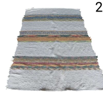 Alfombra de tela multicolor con diseño de rayas y texturas variadas alquiler para eventos, publicidad, peliculas y series