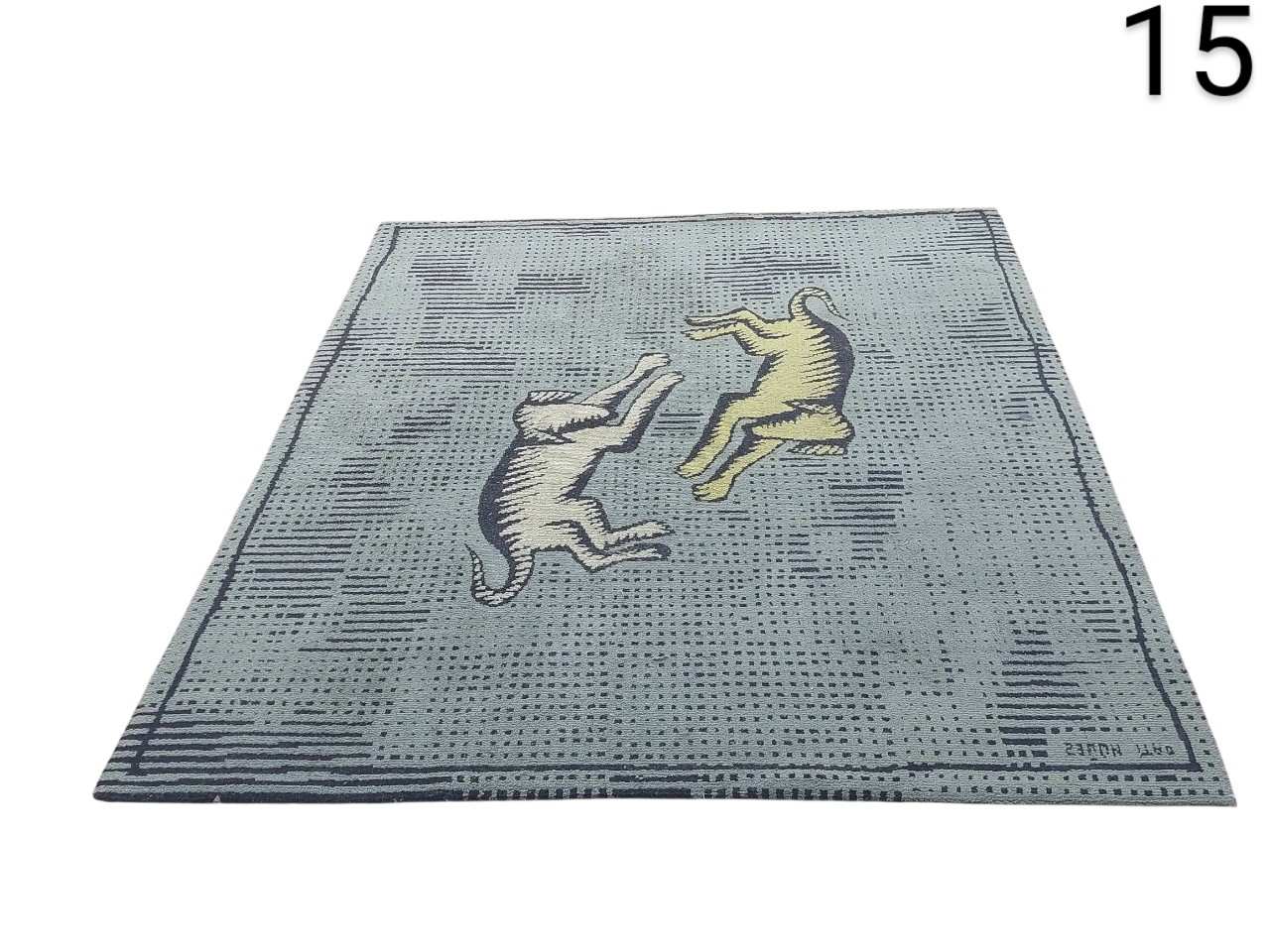 Alfombra pictórica de tigre de la colección "Homage" de Rug & Kilim, tejida a mano en lana con un diseño desgastado alquiler para eventos, publicidad, series y peliculas