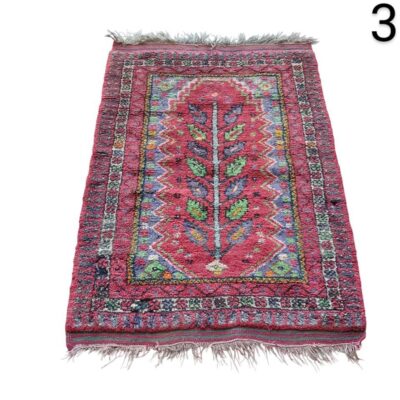 Turkish handmade woollen carpet with a central floral design in prayer style for rent for events, advertising, films and series.