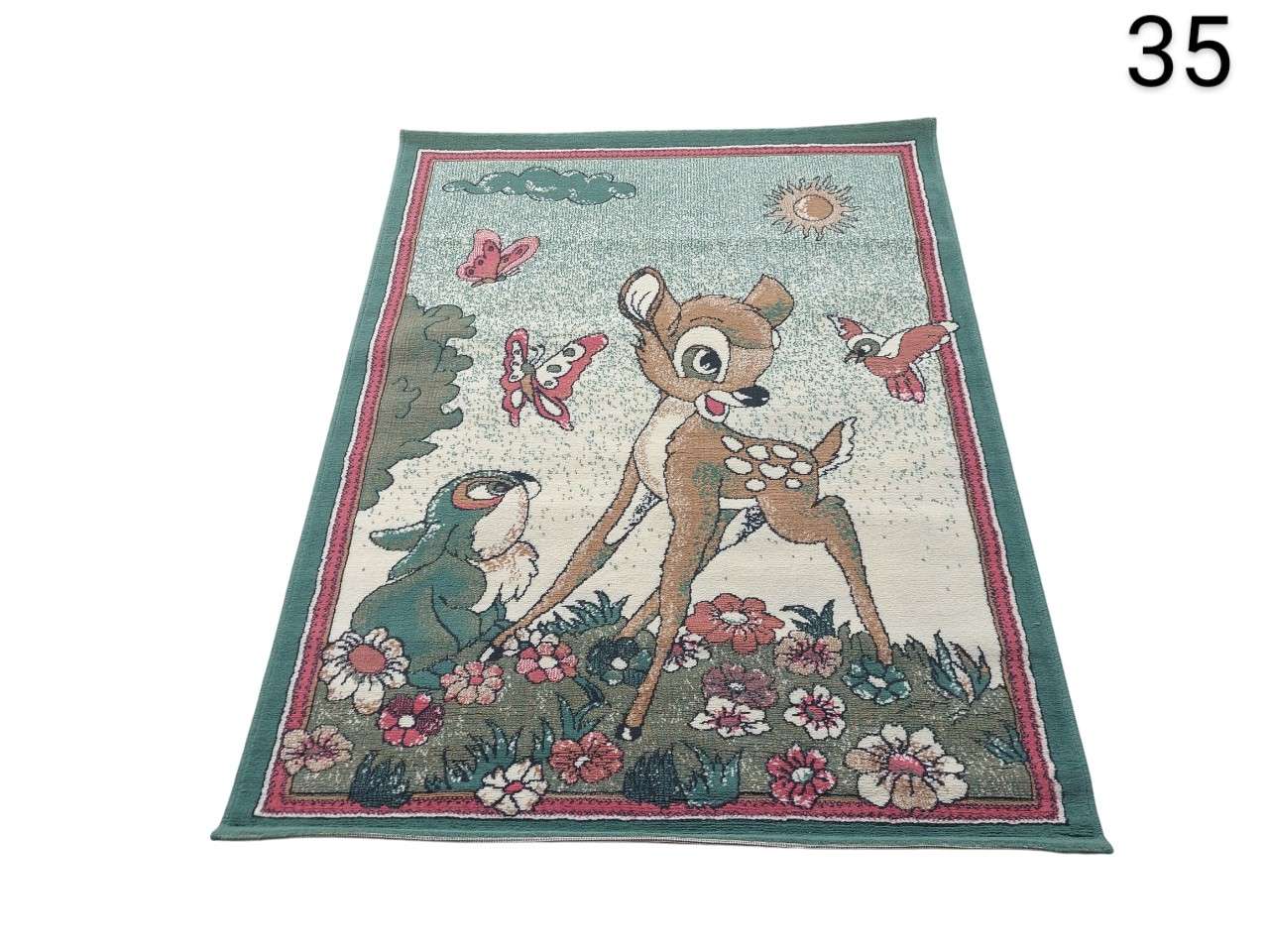Vintage Disney rug with Bambi and Tambourine motifs, probably made in Belgium