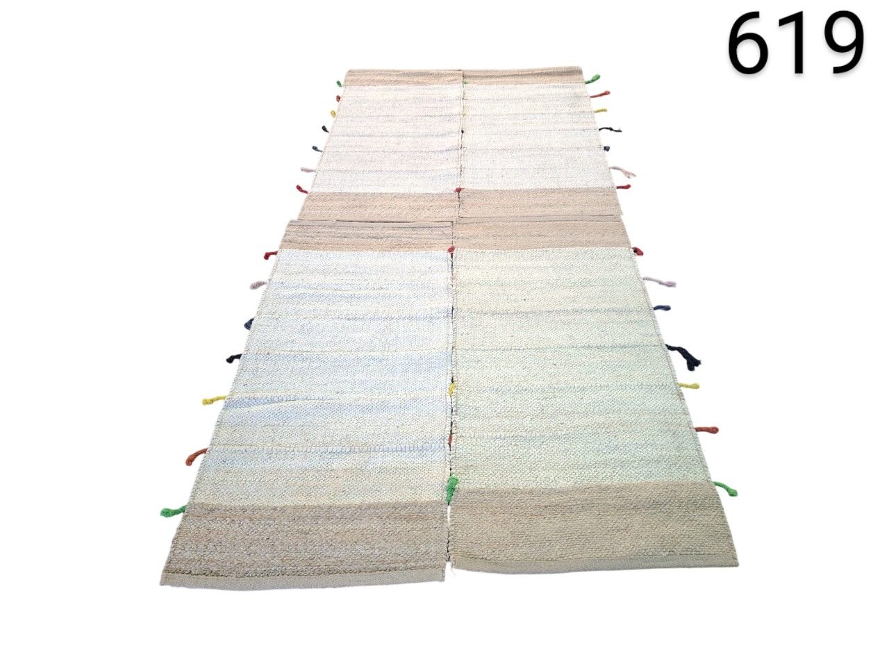 Jute rugs from IKEA's RAKLEV collection in multicoloured beige for rent for events, advertising, films and series.