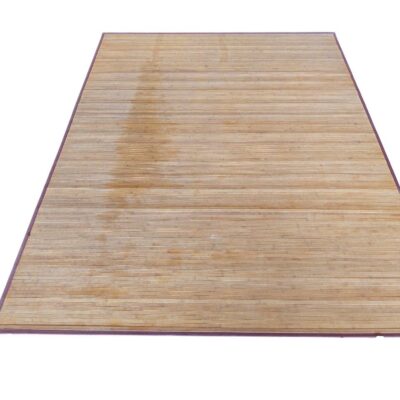 Natural khaki bamboo carpet with polypropylene textile border, event, advertising, film and series rental.