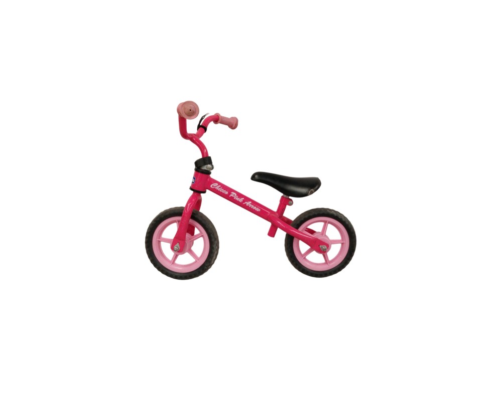 Chicco Pink Arrow balance bike in pink with black wheels – available for hire for events, advertising, films and TV series