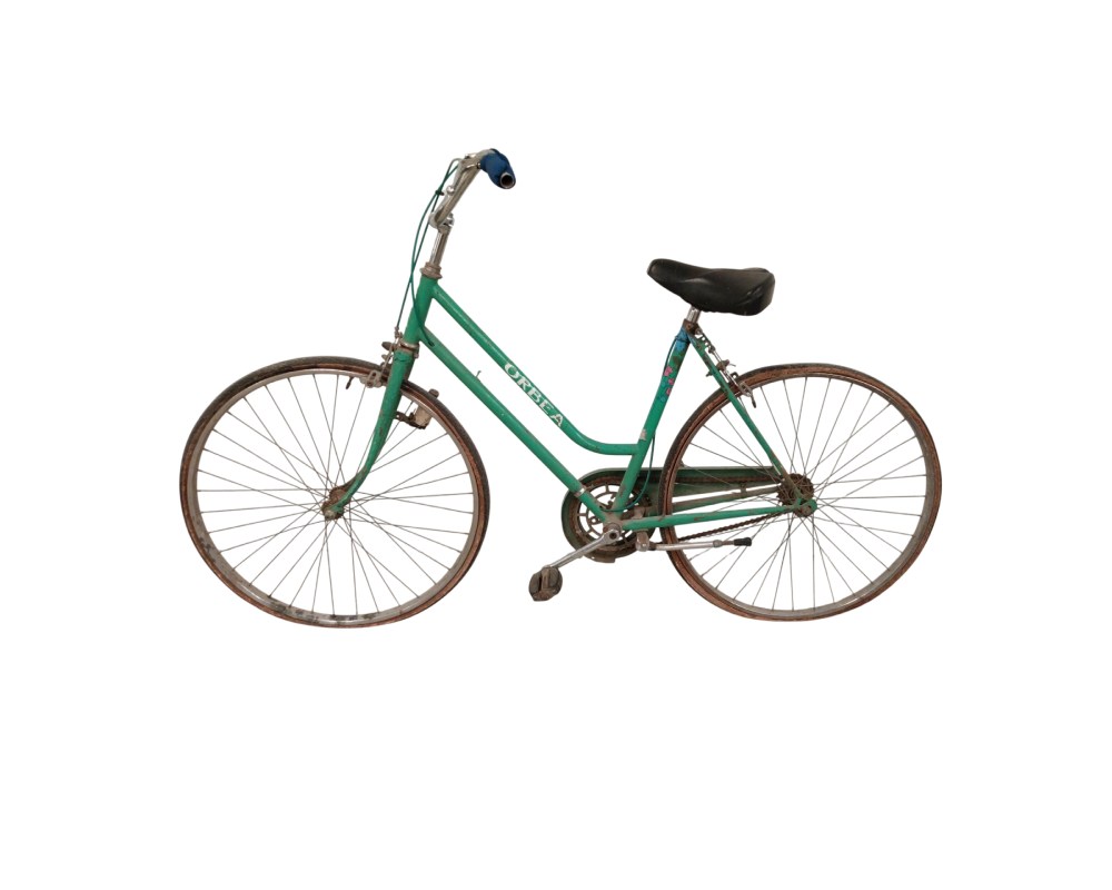 Vintage Orbea bicycle with a classic design in aqua green, available for hire for events, advertising, films and TV series