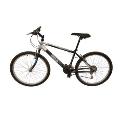 24-inch Topbike mountain bike with a black and silver steel frame – available for hire for events, advertising, films and TV series