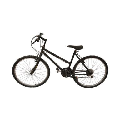 26-inch mountain-style city bike featuring a black steel frame and cantilever brakes; available for hire for events, advertising, films and TV series