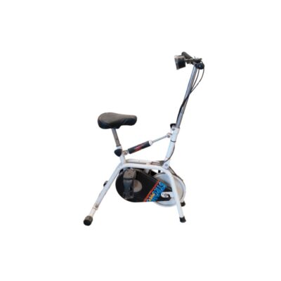 Strong Way exercise bike, with a white frame and red and black detailing; available for hire for events, advertising, films and TV series