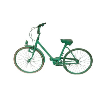 Bicicleta antigua cuenta con un diseño clásico en color verde alquiler para eventos, publicidad, peliculas y series