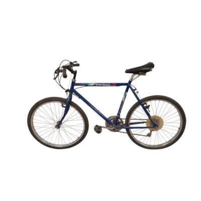 Blue mountain bike with a metal frame and 26-inch wheels – available for hire for events, advertising, films and TV series