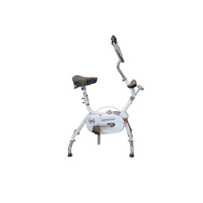 Vintage BH exercise bike, Home-Bike model, featuring a white frame and chrome handlebars; available for hire for events, advertising, films and TV series