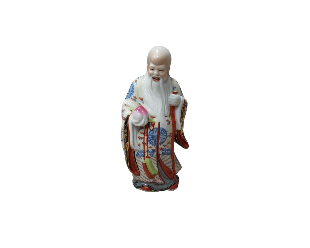 estatuilla de porcelana que representa a Shou Xing, una deidad tradicional china que simboliza la longevidad alquiler para eventos, publicidad, peliculas y series