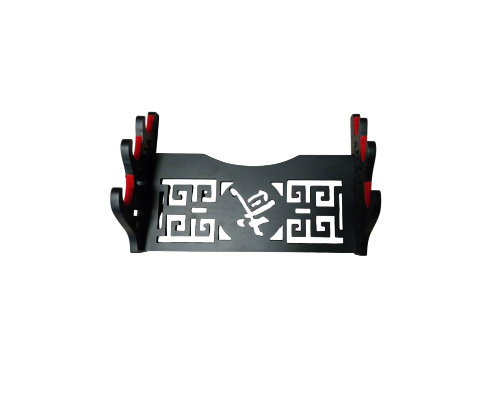 Black tabletop stand designed to display multiple swords or decorative items vertically; available for hire for events, advertising, films and TV series