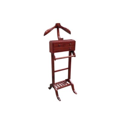 Galán de noche de madera de caoba cuenta con perchas para trajes y cajones integrados para guardar accesorios alquiler para eventos, publicidad, peliculas y series