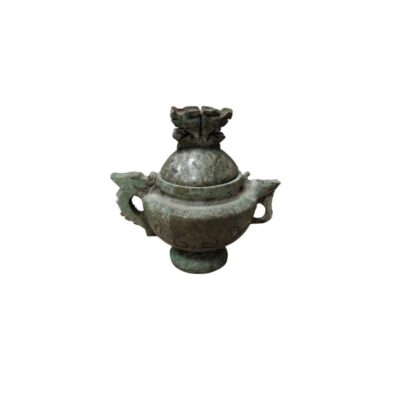 Ornamental stone censer with a marbled finish in greenish tones, with an antique look; available for hire for events, advertising, films and TV series