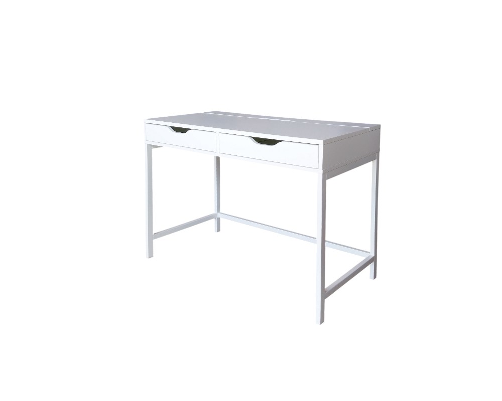 popular modelo Alex de IKEA, un escritorio de diseño minimalista, funcional y moderno acabado en color blanco alquiler para eventos, publicidad, peliculas y series
