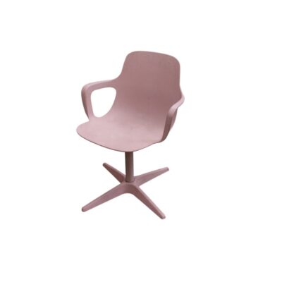 A contemporary, ergonomic designer chair, characterised by a one-piece, wraparound plastic shell; available for hire for events, advertising, films and TV series