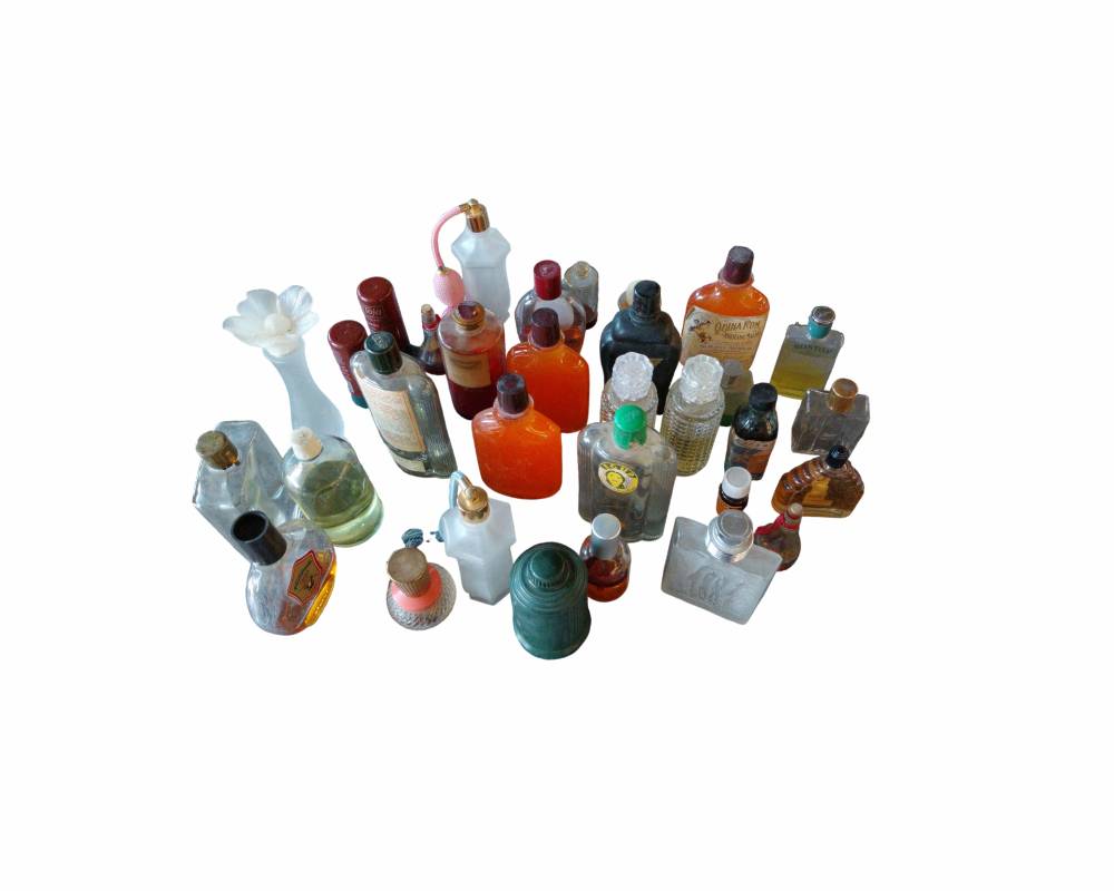 comprising a wide and varied collection of antique glass bottles and containers from the toiletries, perfumery and pharmaceutical sectors, dating from around the 1950s. It brings together pieces of various shapes for hire for events, advertising, films and TV series