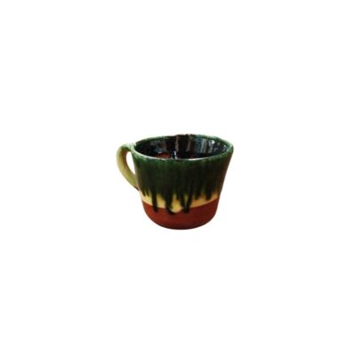 Traditional ceramic bowl with a side handle, characterised by its flared upper section and rounded base; available for hire for events, advertising, films and TV series