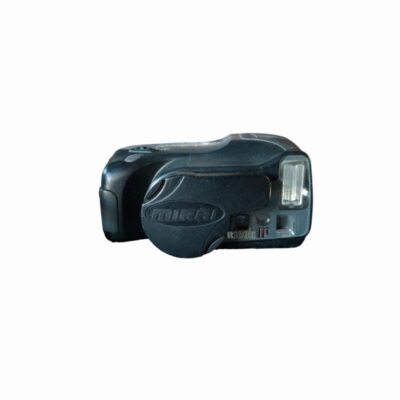 An analogue camera from the renowned Ricoh brand, the Mirai model, characterised by its ergonomic and cutting-edge ‘bridge’ design from the late 20th century; available for hire for events, advertising, films and TV series