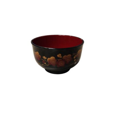 A small bowl with a rounded profile and a ring-shaped base, characterised by a sophisticated exterior finish in dark shades; available for hire for events, advertising, films and TV series