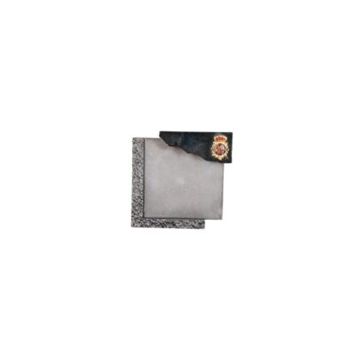 Decorative desk ornament, in the form of a plaque or paperweight, featuring a modern design and a combination of textures, characterised by a raised metal emblem in the top corner representing the Spanish National Police Force; available for hire for events, advertising, films and TV series