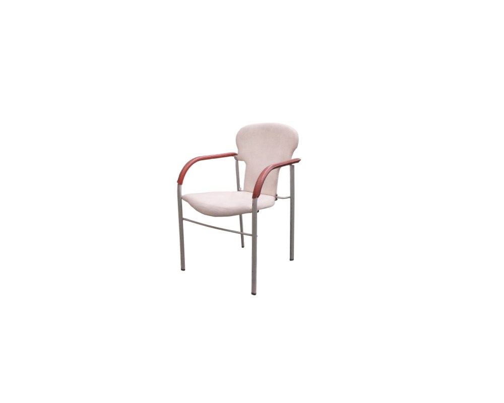 An elegant, modern-style side chair, featuring a contoured, padded seat and backrest upholstered in fabric, available for hire for events, advertising, films and TV series