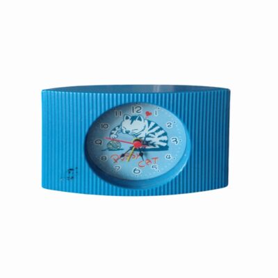Vintage children’s table alarm clock, typical of the retro style of the second half of the 20th century; available for hire for events, advertising, films and TV series