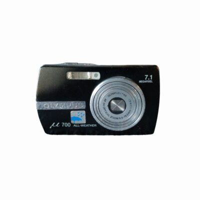 A classic compact digital camera from the prestigious Olympus brand, the µ700 (mju: 700) All-Weather model, part of its iconic weather-resistant series from the mid-2000s; available for hire for events, advertising, films and TV series